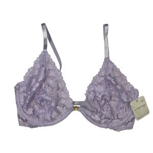 Free People Intimately Lavender Floral Lace Underwire Bra 32D Purple NWT